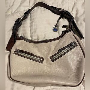 Dooney & Bourke Cream and Dark Brown Shoulder Leather Bag